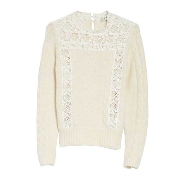 Sea Sweaters - Sea New York Cream Lace Inset Sweater
